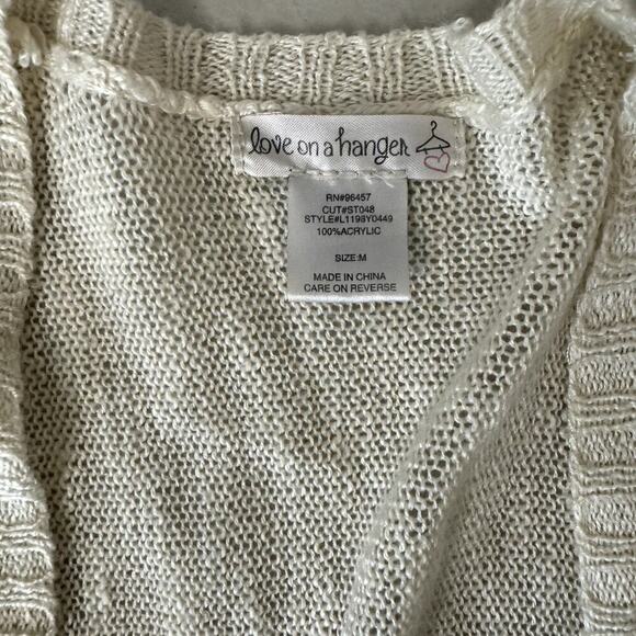 Love on a Hanger Open Cardigan Ivory Neon Women's Size Medium - Picture 4 of 4